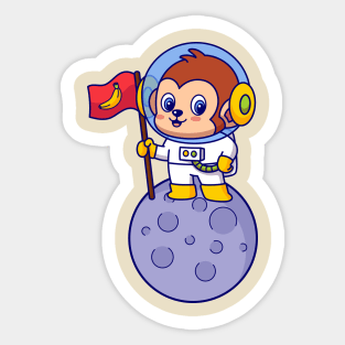 Monkey Astronaut Landing on Moon Sticker